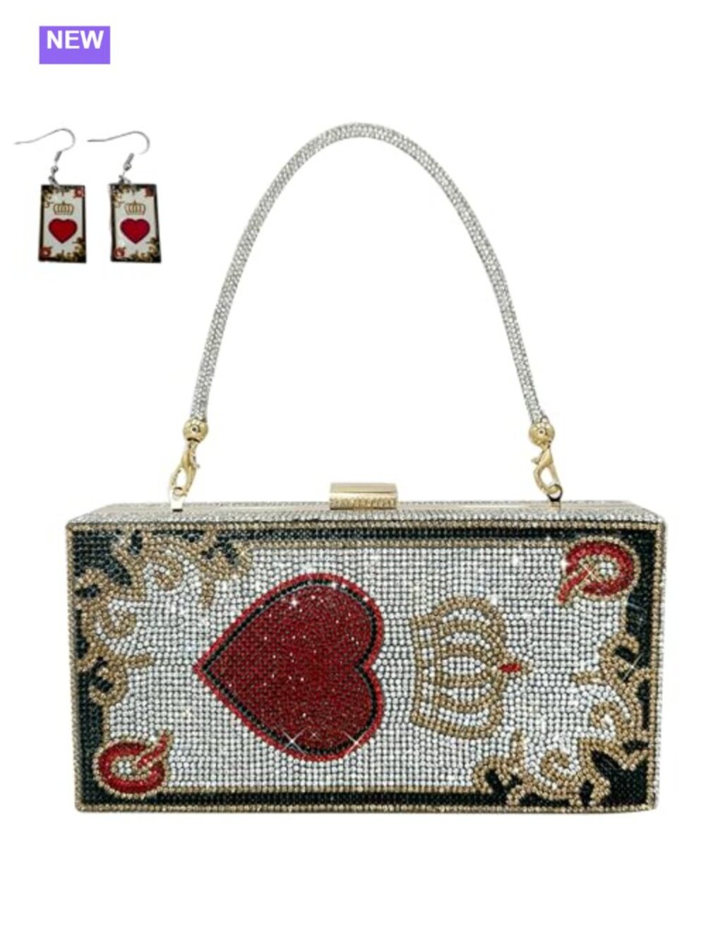 Diamond Crystal Evening Clutch Purse Minaudiere Handbag with Chain Strap